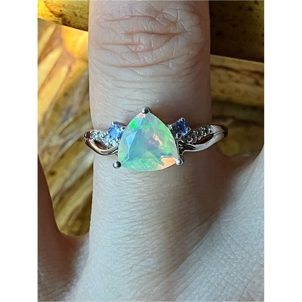 Ethiopian Opal Tanzanite Sterling Silver Ring Size 7